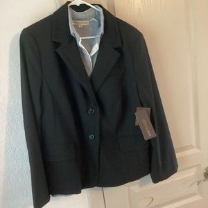 Womens 14W Victor Alfano blazer jacket wool black